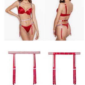 VS XS/S Very Sexy Shine Strap Garter Belt Lipstick Red NWT
